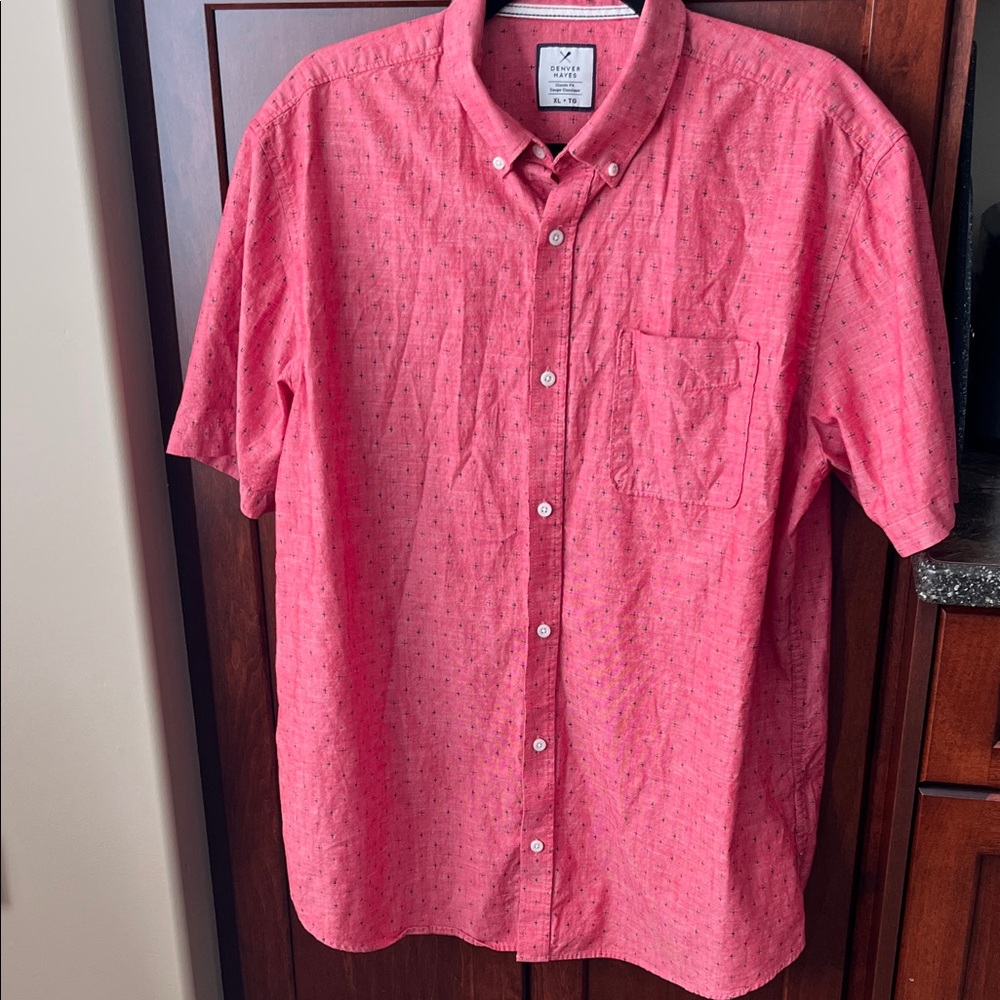 Denver Hayes Men's Red Cotton Button-Down Shirt size XL